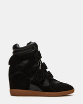 MAVIS Black Suede High-Top Velcro Women's Sneaker | Steve Madden