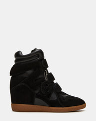 MAVIS Black Suede High-Top Velcro Women's Sneaker | Steve Madden