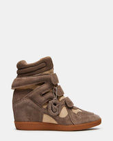 MAVIS Taupe Suede High-Top Velcro Women's Sneaker | Steve Madden