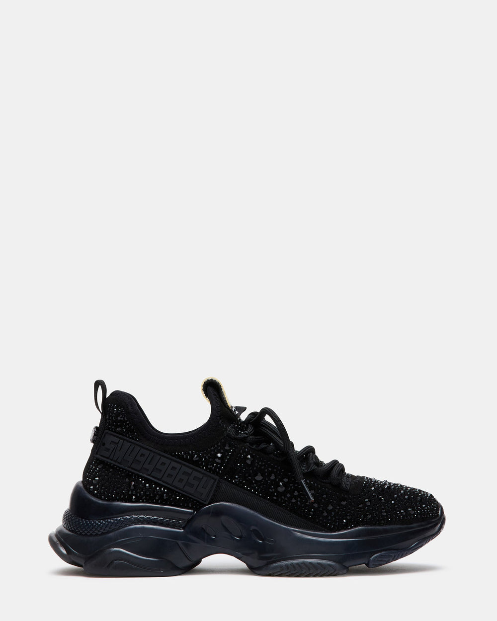 MAXIMA Black Rhinestones Women's Sneakers | Steve Madden