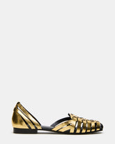 MEDLIN Gold Leather Square-Toe Fisherman Women's Flat | Steve Madden