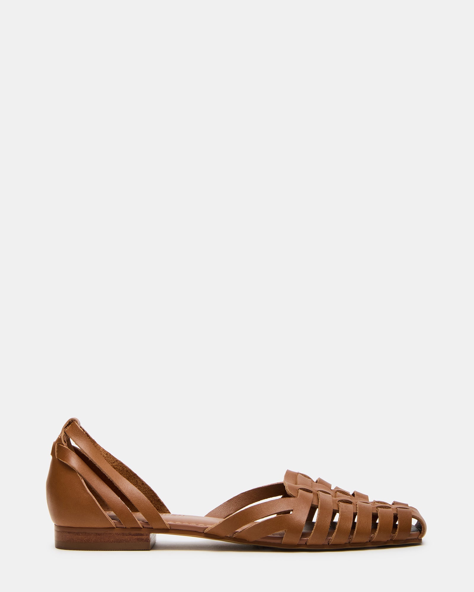 MEDLIN Tan Leather Square-Toe Fisherman Women's Flat | Steve Madden