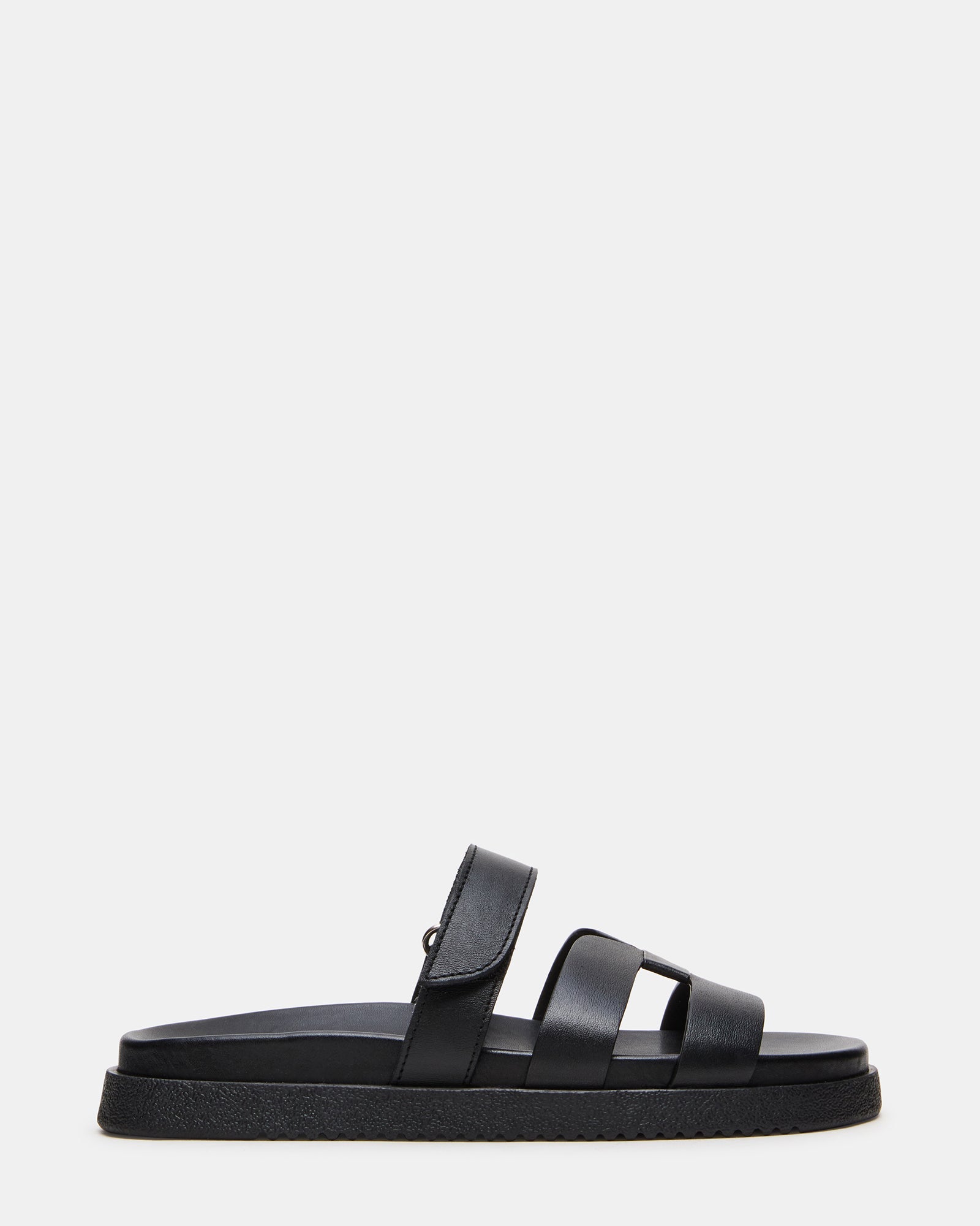 MELI Black Leather Footbed Slide Women's Sandal | Steve Madden
