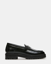 MIRAN Black Leather Platform Lug Women's Penny Loafer | Steve Madden