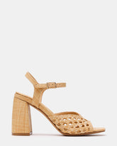 MIREYA Natural Raffia Square-Toe Women's Block Heel | Steve Madden