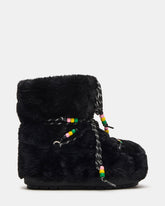 MIRO Black Faux Fur Chunky Lace-Up Women's Bootie | Steve Madden