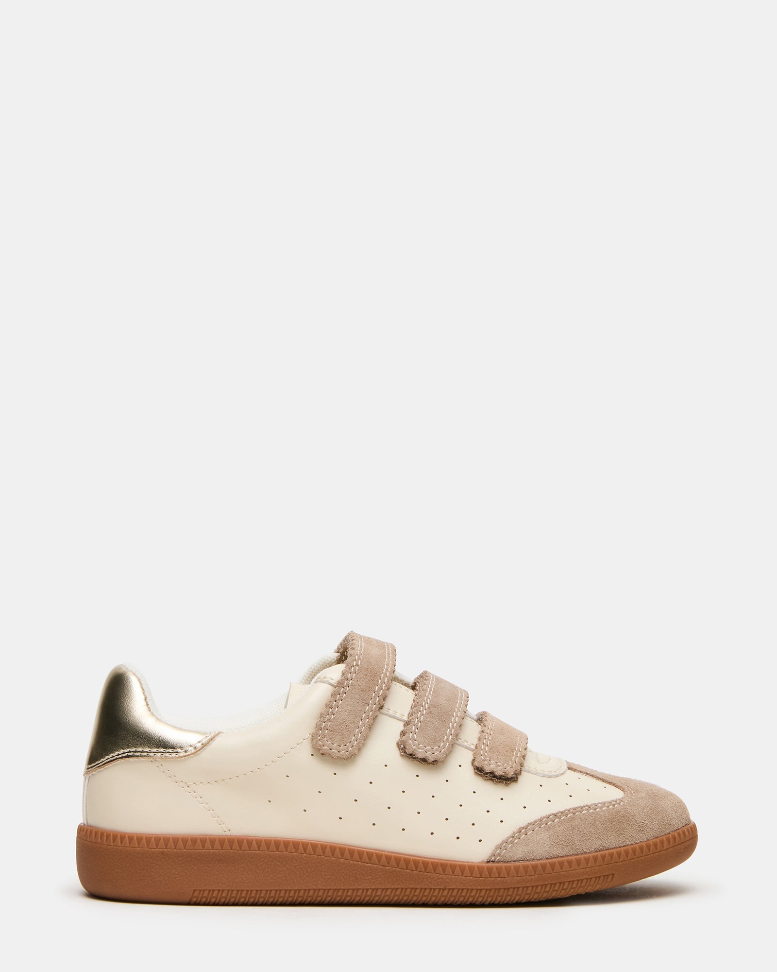 MOMENTUM Light Taupe/White Velcro Low-Top Women's Sneakers | Steve Madden