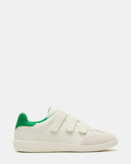 MOMENTUM White/Green Velcro Low-Top Women's Sneakers | Steve Madden