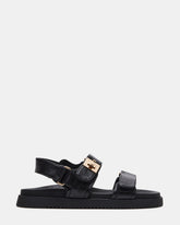 MONA Black Leather Flatform Women's Sandal | Steve Madden