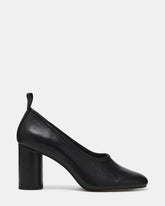 MONNET Black Leather Round-Toe Ballet Women's Block Heel | Steve Madden