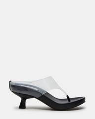 MOTION Black Clear Strap Thong Women's Kitten Heel | Steve Madden