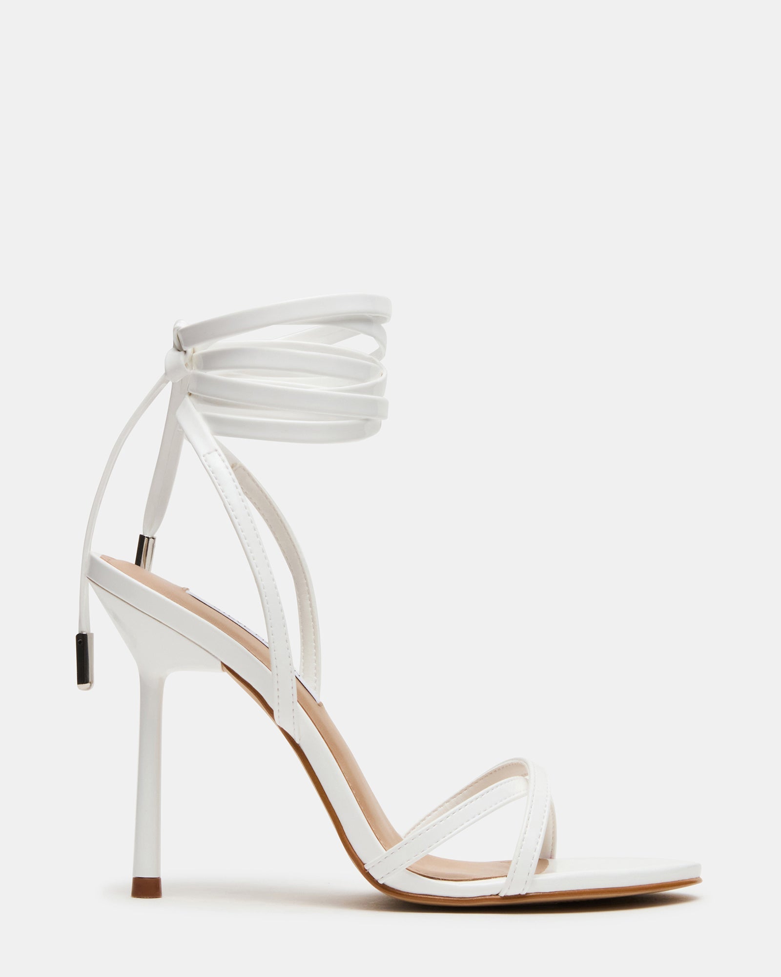 NERI White Patent Strappy Stiletto Round-Toe Women's Heel | Steve Madden