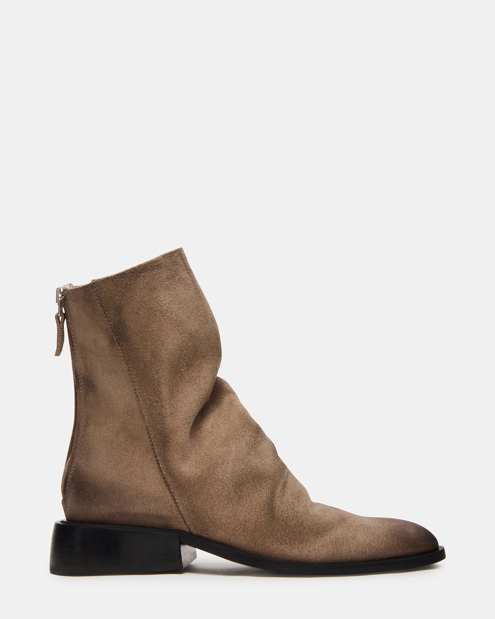 NEXIE Taupe Suede Women's Pointed-Toe Ankle Boot | Steve Madden