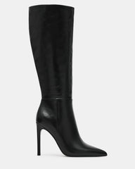 NITRO Black Leather Pointed-Toe Stiletto Heel Knee-High Women's Boot | Steve Madden