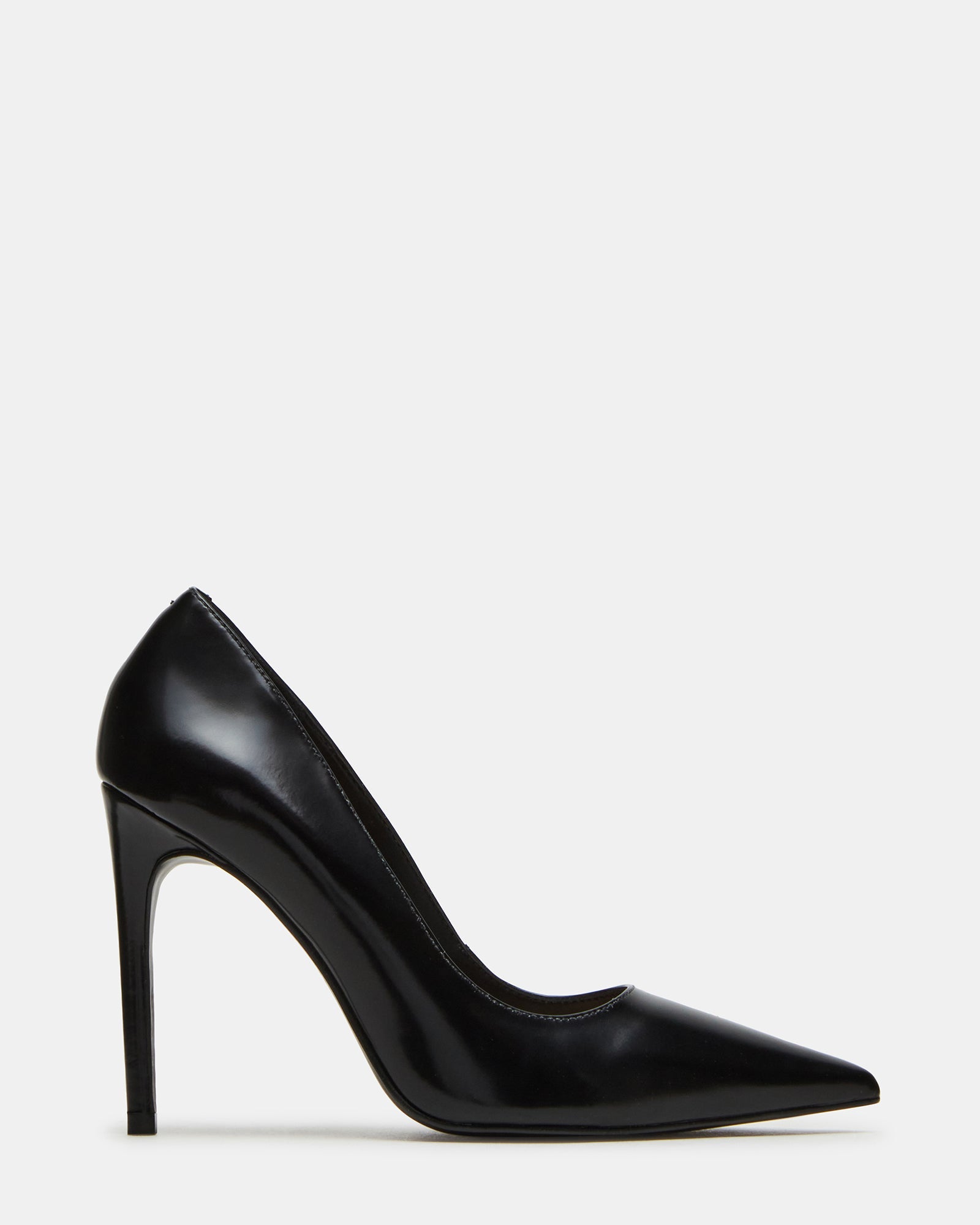 NOIR Black Leather Pointed-Toe Stiletto Pump Women's Heels | Steve Madden