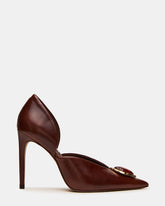 NYSA Stone Brown Leather Pointed-Toe Pump Stiletto Women's Heel | Steve Madden
