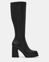 ODELIA Black Leather Square-Toe Knee-High Platform Women's Boot | Steve Madden