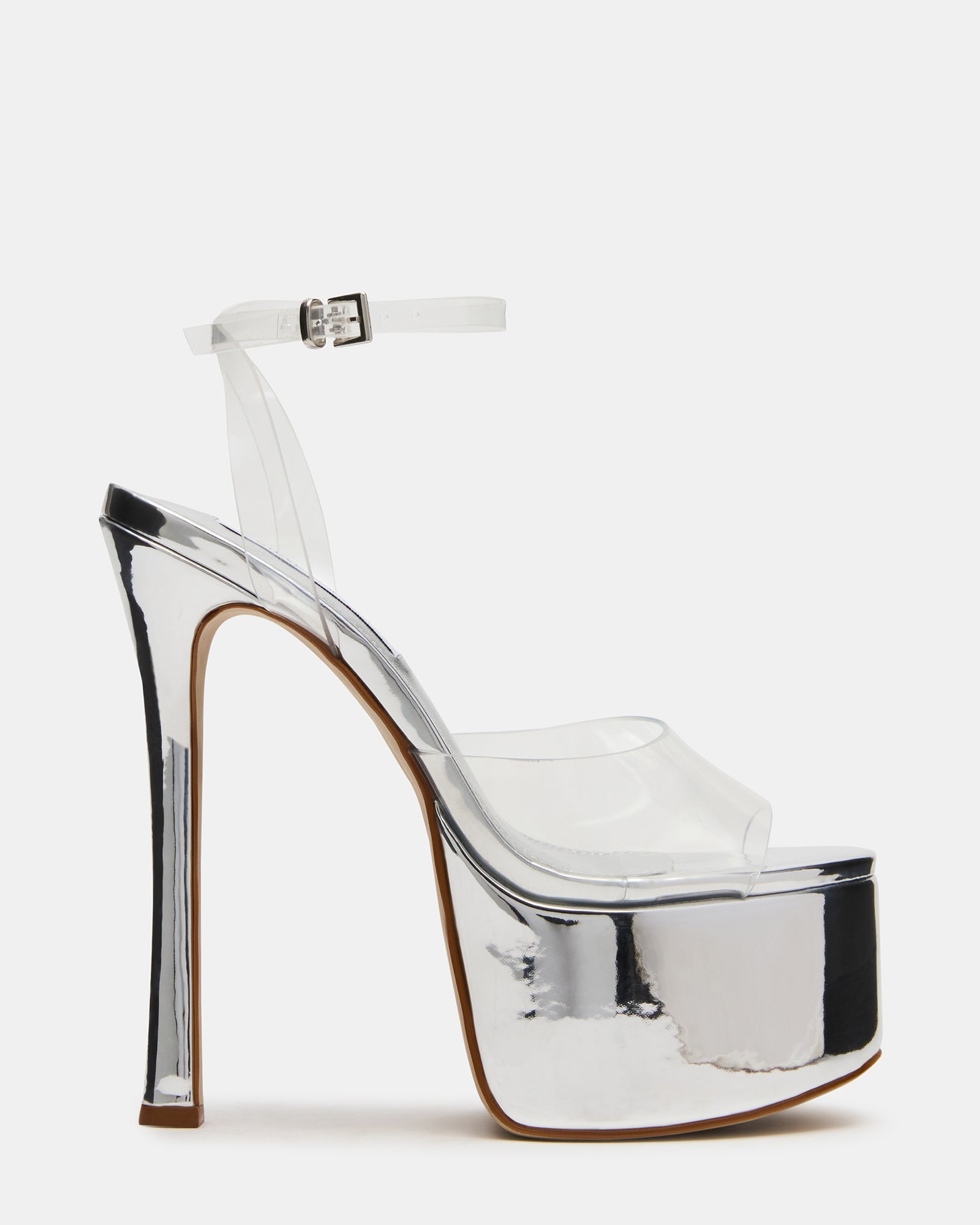 OLYSSIA Clear Platform Stiletto Ankle Strap Women's Heel | Steve Madden