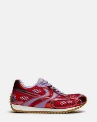 PAGER Red Multi Low-Top Lace-Up Mesh Women's Sneaker | Steve Madden