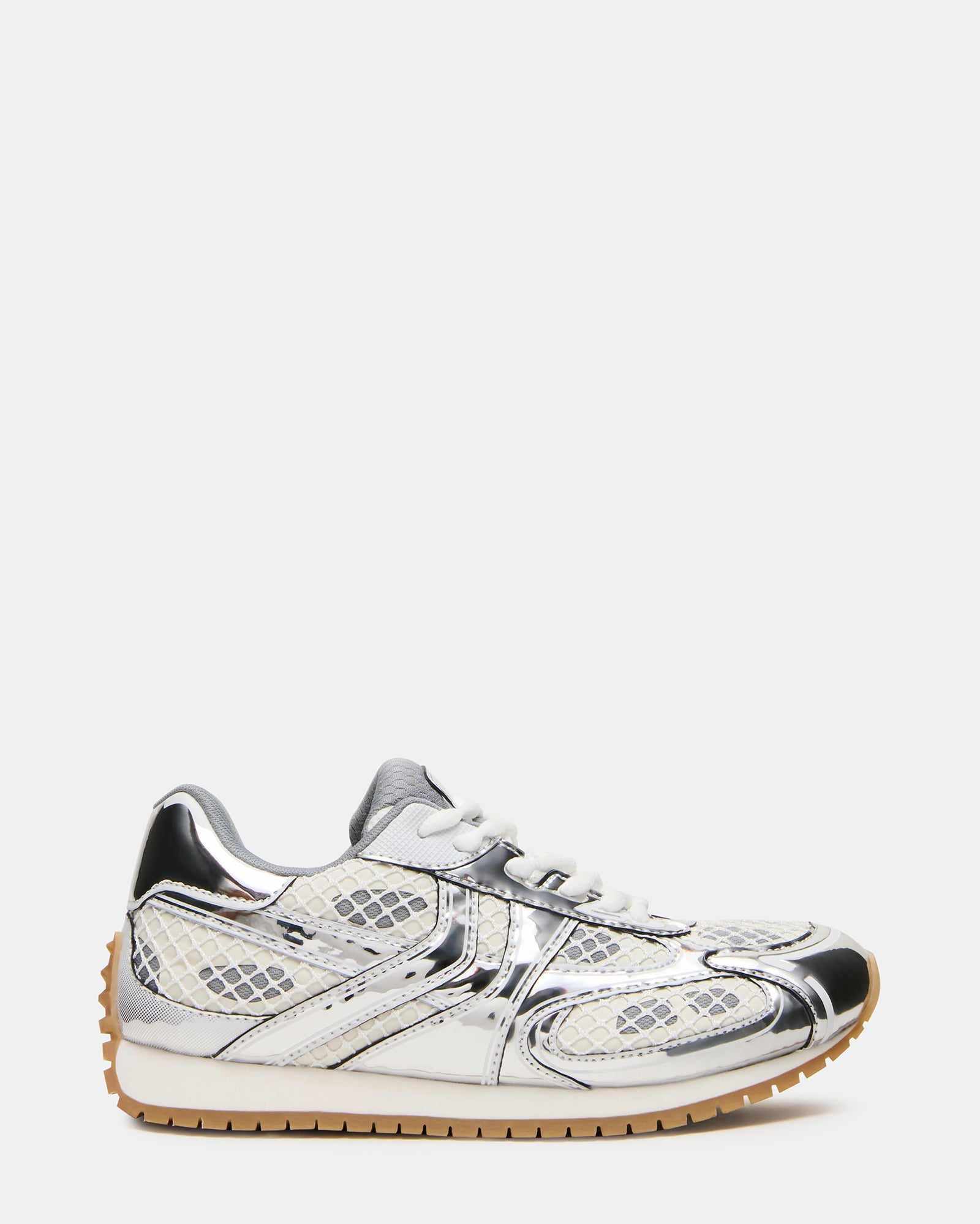 PAGER Silver Multi Low-Top Lace-Up Mesh Women's Sneaker | Steve Madden