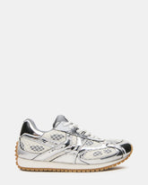 PAGER Silver Multi Low-Top Lace-Up Mesh Women's Sneaker | Steve Madden