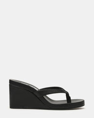PLAYING Black Leather Thong Wedge Women's Sandal | Steve Madden