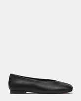 PASHA Black Leather Square-Toe Women's Ballet Flat | Steve Madden