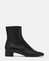 PAULIE Black Leather Square-Toe Block Heel Women's Ankle Boot | Steve Madden