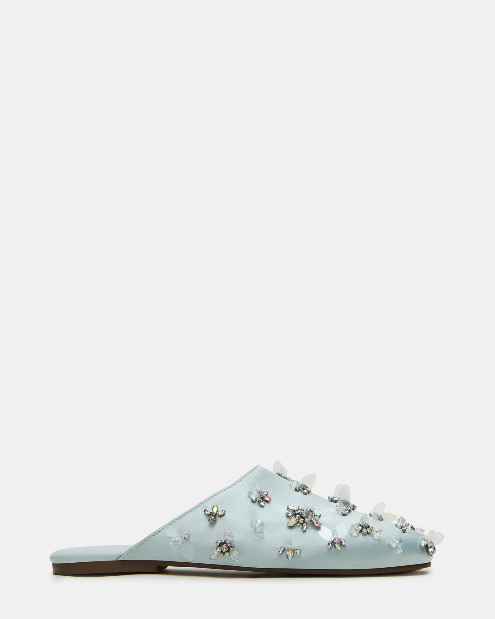PEARSON Blue Satin Rhinstones Rounded-Toe Slip-On Women's Flat | Steve Madden