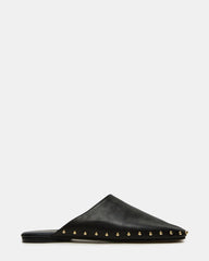 PEARSON Black Leather Rounded-Toe Slip-On Women's Flat | Steve Madden
