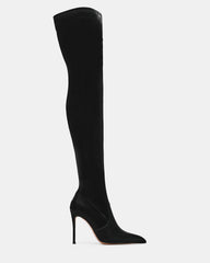 PEGASUS Black Techno Fabric Over-The-Knee Pointed-Toe Women's Boot | Steve Madden