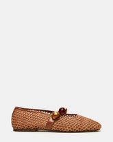 POPPIN Brown Raffia Mary Jane Ballet Women's Flat | Steve Madden