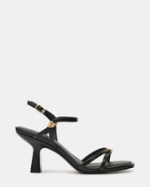 POSY Black Gold-Detail Strappy Square-Toe Women's Heel | Steve Madden