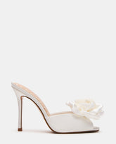PRIYA Flower Ivory Satin Mule Women's Heel | Steve Madden