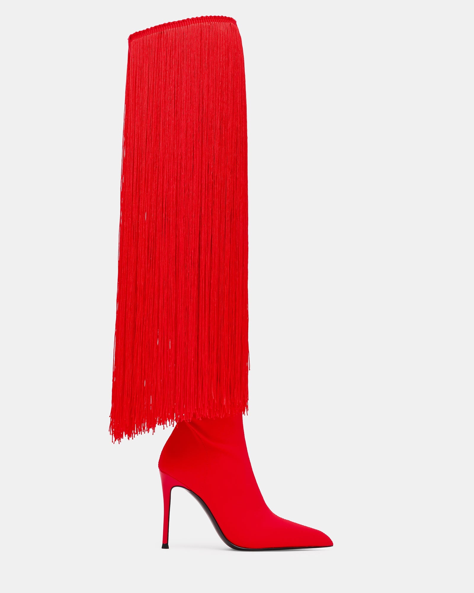 PROVOQUE Red Fringe Over-The-Knee Pointed-Toe Women's Stiletto Boot | Steve Madden