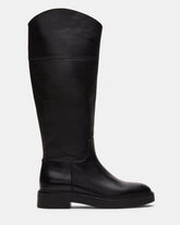 RADKE Black Leather Knee-High Rounded Toe Riding Women's Boot | Steve Madden