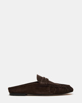 RAFE Chocolate Brown Suede Slip-On Mule Women's Flat | Steve Madden