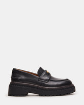 RAFTUS Black Leather Platform Lug Women's Loafer | Steve Madden