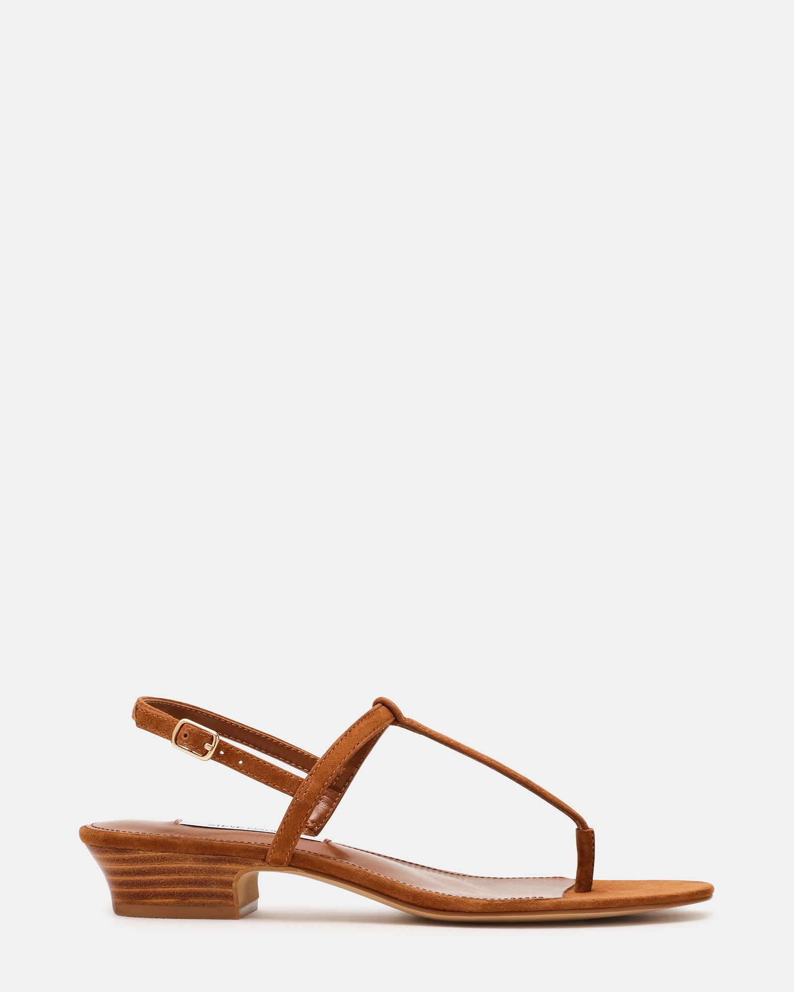 RALIA Chestnut Suede Thong Wood Bottom Women's Sandal | Steve Madden