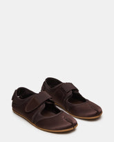 RAPID Brown Satin Tabi Ballet Velcro Mary Jane Women's Sneaker | Steve Madden