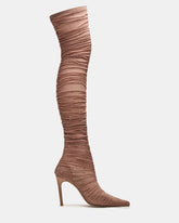 RASHIDA Blush Mesh Over-The-Knee Pointed-Toe Rhinestone Stiletto Heel Women's Boot | Steve Madden