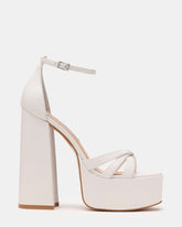 RETRO White Leather Open-Toe Block Heel Platform Women's Heel | Steve Madden