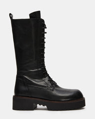 REXX Black Leather Lace-Up Lug Platform Women's Boot | Steve Madden