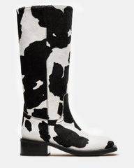 RIGGS Black Cow Print Square-Toe Women's Boot | Steve Madden
