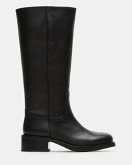 RIGGS Black Leather Wide Calf Square-Toe Women's Boot | Steve Madden