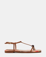 RITZY Wood Brown Multi Square-Toe Strappy Women's Sandal | Steve Madden