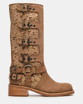 ROCKY Floral Tan Nubuck Knee-High Moto Women's Boot | Steve Madden