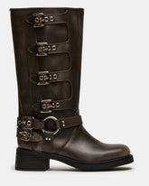 ROCKY Brown Distressed Wide Calf Knee-High Moto Women's Boot | Steve Madden