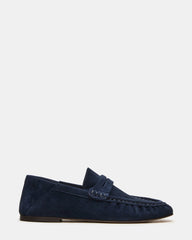 ROGER Navy Suede Slip-On Women's Loafer | Steve Madden