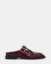 RONA Dark Cherry Leather Mule Slip-On Buckles Women's Loafer | Steve Madden